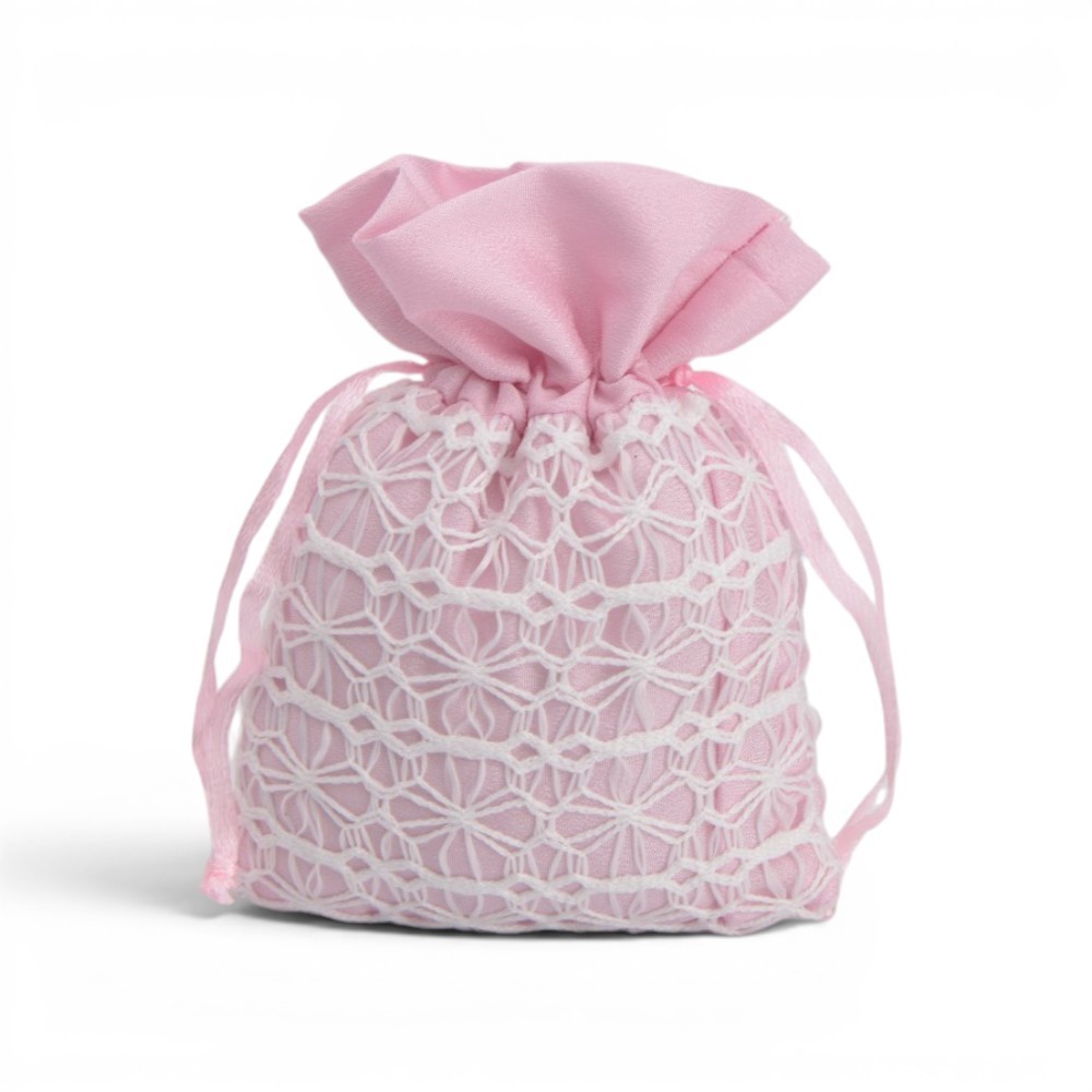 SACCHETTO MACRAME 10X12 ROSA